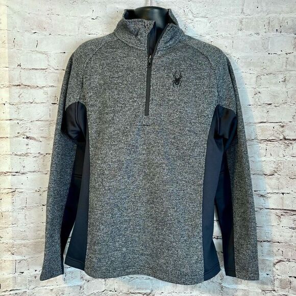 Spyder Outbound Half Zip Mid Weight Pullover Mens Size Small Charcoal Gray Black - Picture 1 of 8